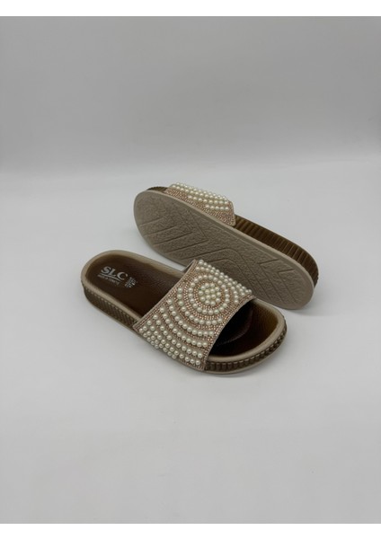 Yuvarlak Detaylı Taşlı Boncuklu Terlik modelleri