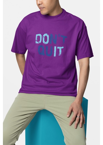Erkek Don't Quit Transfer Baskılı Yuvarlak Yaka Kısa Kol Tişört