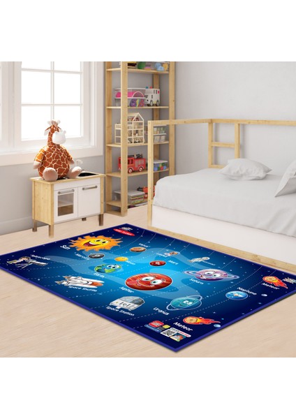 Oyun Halısı Solar System 150×100 cm Büyük Boy - Mobil Uygulama ile Konuşabilen Oyun Matı - Eğitici Oyun Halısı modelleri