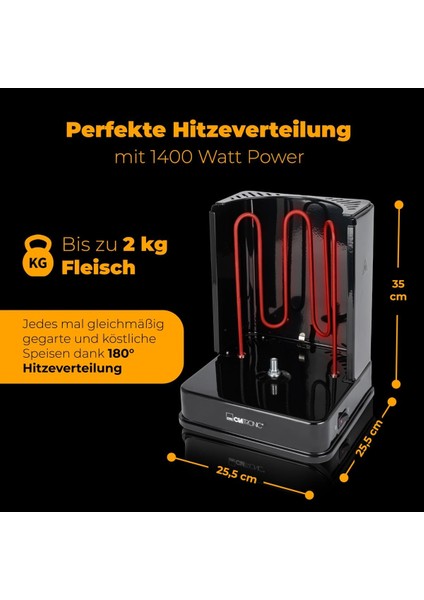 Döner & Dikey Izgara – Yağsız Tavuk, Kebab, Gyros ve Şiş Için 1400W Çok Amaçlı Ev Tipi Elektrikli Grill fiyatları