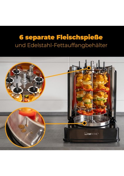 Döner & Dikey Izgara – Yağsız Tavuk, Kebab, Gyros ve Şiş Için 1400W Çok Amaçlı Ev Tipi Elektrikli Grill indirimleri