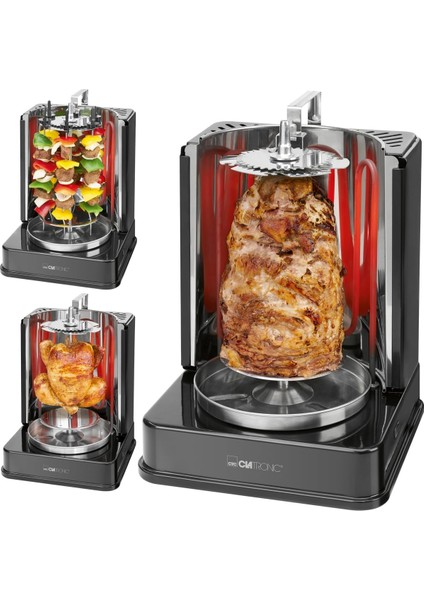 Döner & Dikey Izgara – Yağsız Tavuk, Kebab, Gyros ve Şiş Için 1400W Çok Amaçlı Ev Tipi Elektrikli Grill