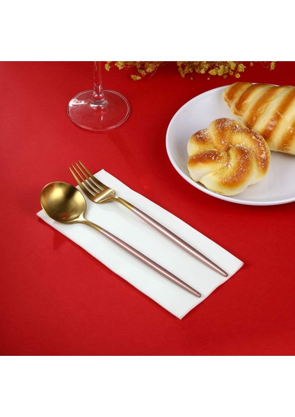 Misafir Banyo Havlusu & Servis Peçetesi 40 x 24cm Beyaz Kumaş Dokulu Airlaid (1/4 Katlama) - 50 Adet indirimleri