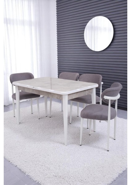 Rambla Mdf Açılır Lak Panel Mutfak Masa Sandalye Takımı 80*130CM