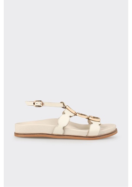 Ekru Deri Kadın Sandalet fiyatları