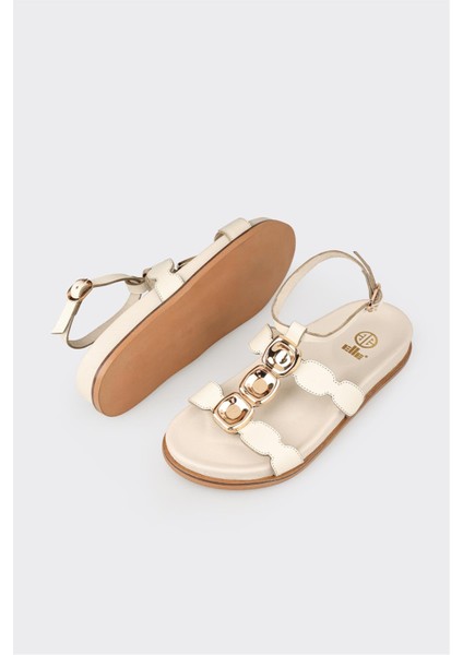 Ekru Deri Kadın Sandalet indirimleri