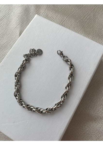 Iç Içe Geçmeli Oval Silver Çelik Bileklik indirimleri