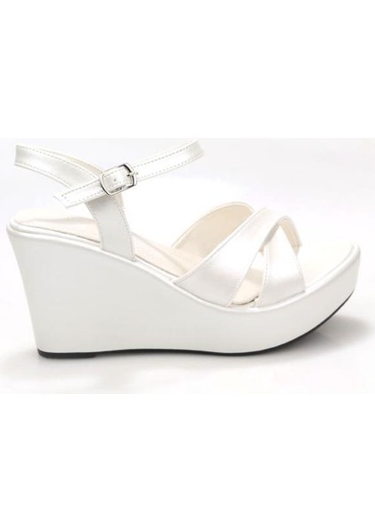 Lgzz 03149 Kadın Dolgu Taban Gelin Nikah Düğün Sandalet Ayakkabı
