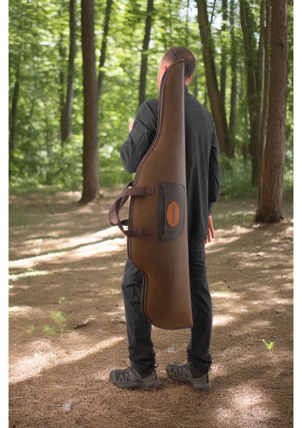 Dürbünlü Tüfek Kılıfı - Savage - Hakiki Deri - Koyu Kahve - 71 Namlu modelleri