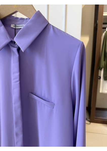 Esilastore Gizli Düğme Detaylı Tunik Lila modelleri