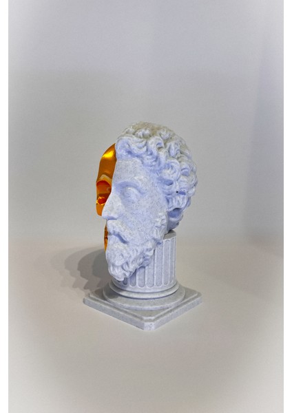 Dekoratif ' Marcus Aurelius' Heykeli Büst Beyaz Heykel Boy 22CM