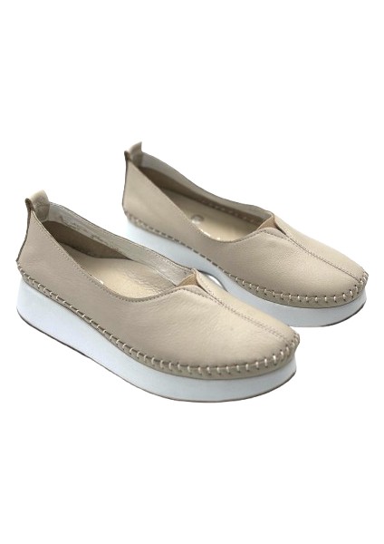 Içi Dışı Hakiki Deri Günlük Comfort Kadın Ayakkabı Bej modelleri