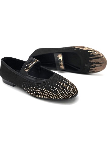 Larne Damla Taş Detaylı Günlük Kadın Babet Siyah