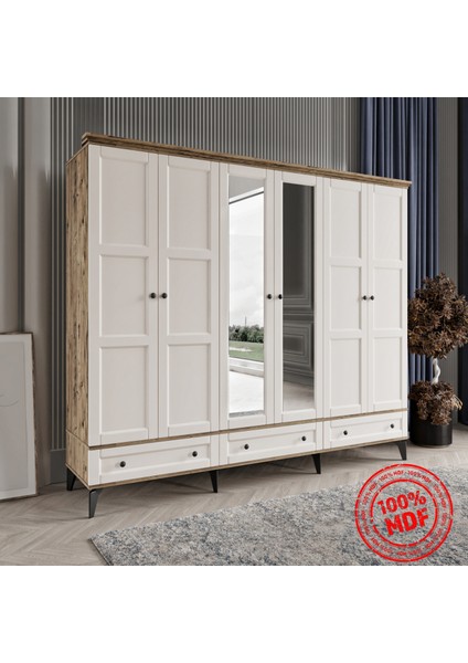 Toprak 6 Kapaklı Aytaşı Gardırop Tamamı Mdf