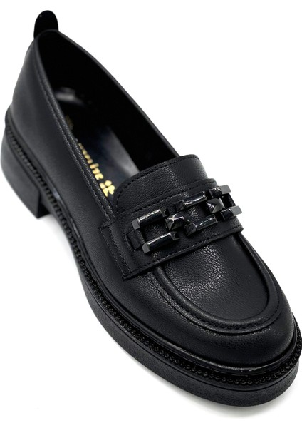 Kleri Poli Hafif Taban Kadın Loafer Ayakkabı Siyah indirimleri