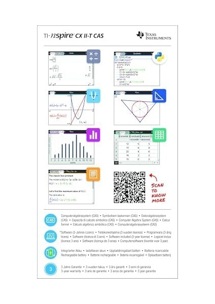 Instruments Tı-Nspire Cx Iı-T Cas Grafik Hesap Makinesi modelleri
