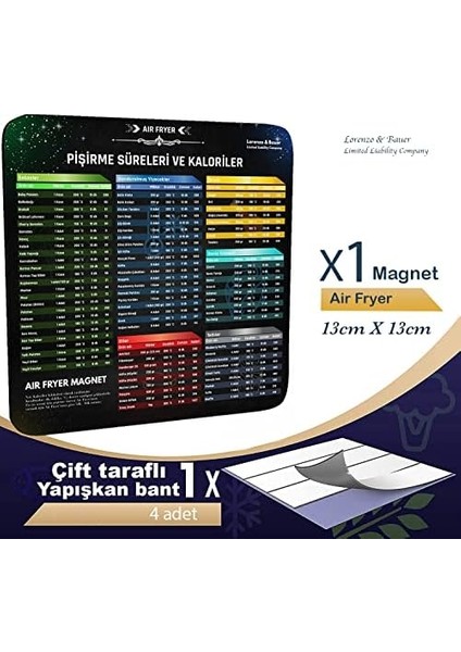 Fryer Yiyecek Pişirme Süreleri ve Kaloriler Magneti, Air Fryer Aksesuar modelleri