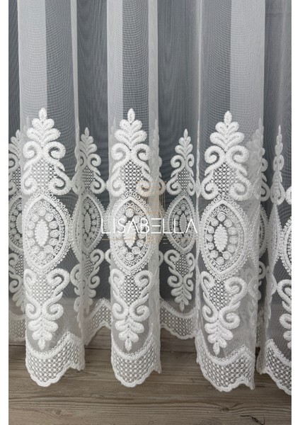 Hanedan Orjinal Yoğun brodeli Ağır dökümlü Tül Perde Ütü Istemez(1x2.5 Pileli Dikiş) modelleri