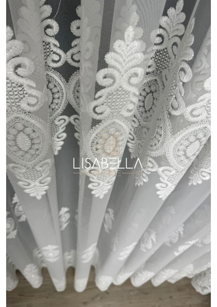 Hanedan Orjinal Yoğun brodeli Ağır dökümlü Tül Perde Ütü Istemez(1x2.5 Pileli Dikiş) indirimleri