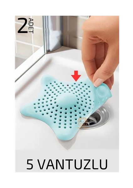 Vantuzlu Lavabo Gider Süzgeci Multi Kullanım 2 Li