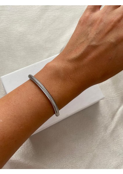 Silver Çelik Yuvarlak Modelli Bileklik