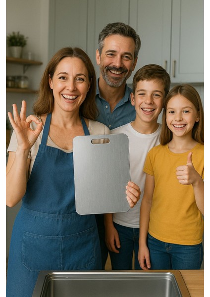 304 Paslanmaz Çelik Kesme Tahtası 33X23 cm Antibakteriyel Doğrama Tahtası