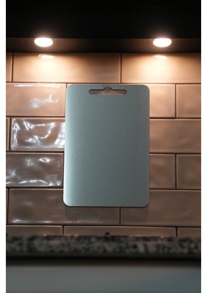 304 Paslanmaz Çelik Kesme Tahtası 33X23 cm Antibakteriyel Doğrama Tahtası