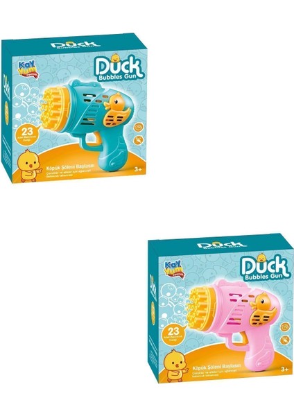 Ördekli Çok Delikli Pilli Köpük Atan Işıklı Tabanca Oyuncağı Yüksek Delikli Kaliteli Bubble Gun