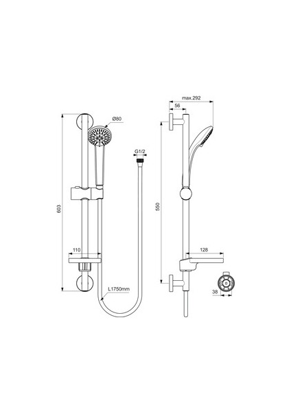 Ideal Std. Ideal Raın Sürgülü Duş Seti 3f 60 cm 175 Flex fiyatları