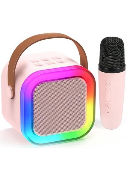 Karaoke Mikrofonlu Rgb Işıklı Küçük Portatif Rahat Taşınabilir Şarjlı Bluetooth Hoparlör Kablosuz fiyatları