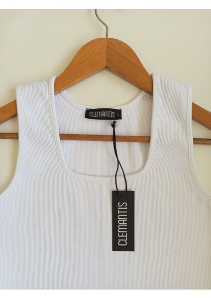 Clemantıs Kadın Kaşkorse Kumaş Askılı Kare Yaka Crop Bluz Düz Renk modelleri