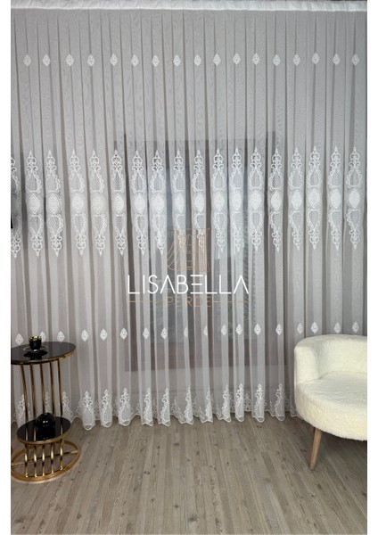 Şehzade Ttm Ağır dökümlü Kord Nakışlı Yumuşak Tül Perde Ütü Istemez (Pilesiz Düz Dikiş)