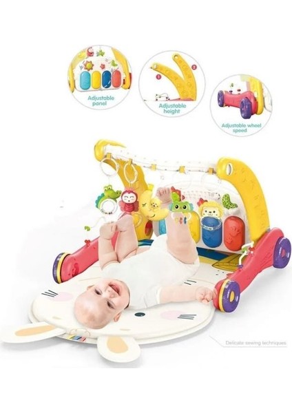 Piyanolu 2 In 1 Bebek Yürüteci ve Tavşan Desenli Mavi Oyun Halısı fiyatları