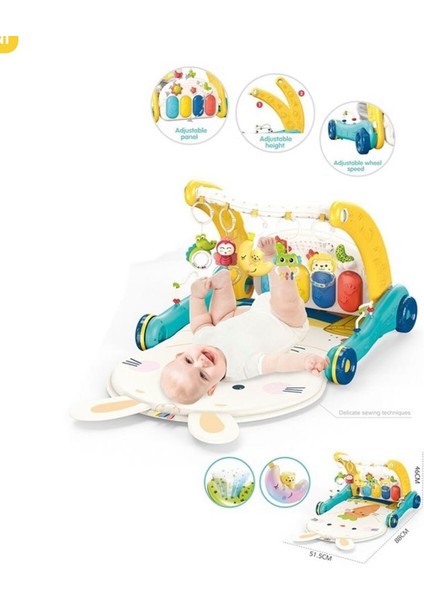 Piyanolu 2 In 1 Bebek Yürüteci ve Tavşan Desenli Mavi Oyun Halısı fiyatları