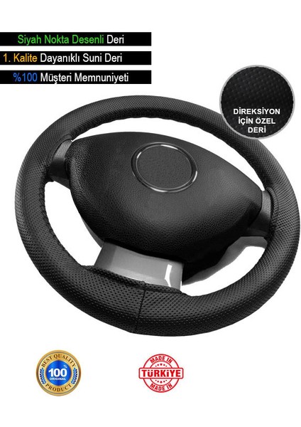 Proton Waja Özel Süper Deri Direksiyon Kılıfı, Siyah Nokta Desenli Özel Süper Deri Model