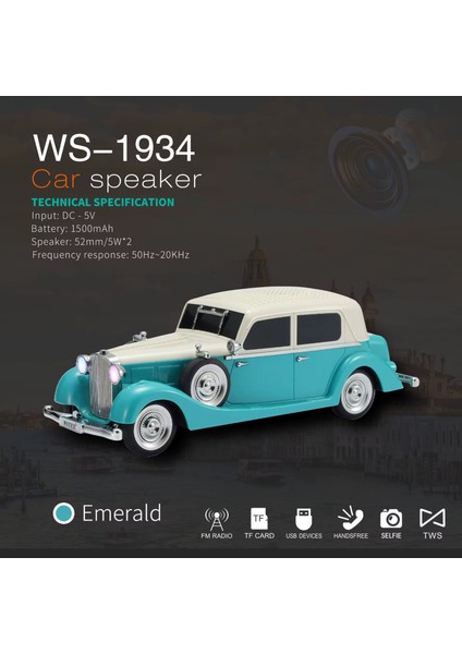 Ws-1934 Pontiac Sedan Diecast Araba Bluetooth Hoparlör Işıklı, Tekerlekli, Fm Radyo Ve Usb Destekli Müzik Kutusu indirimleri