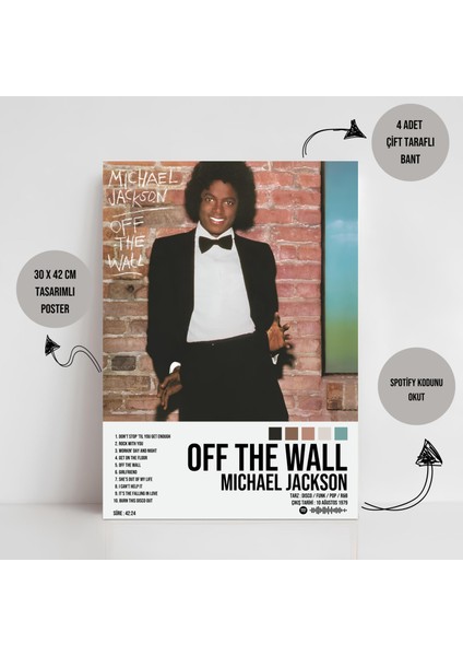 Michael Jackson - Off The Wall Albüm Spotify Çerçeveli - Çerçevesiz Poster Tablo fiyatları