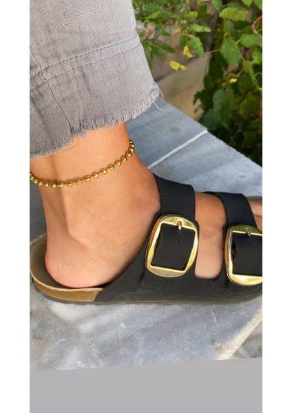 Çelik Boncuklu Model Gold Halhal