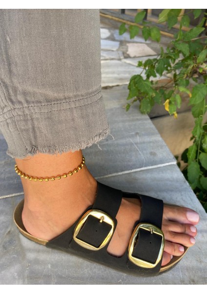 Çelik Boncuklu Model Gold Halhal