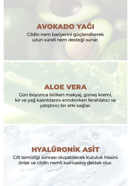 Ferahlatıcı Temizleme Yağı 200 ml (Avokado Yağı, Aloe Vera) modelleri