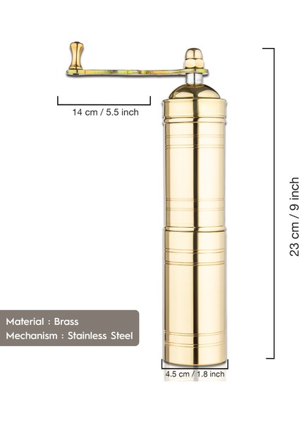 Glıos Pirinç Karabiber, Kahve, Çörek Otu Ve Haşhaş El Değirmeni Öğütücü Grinder 23 Cm fiyatları