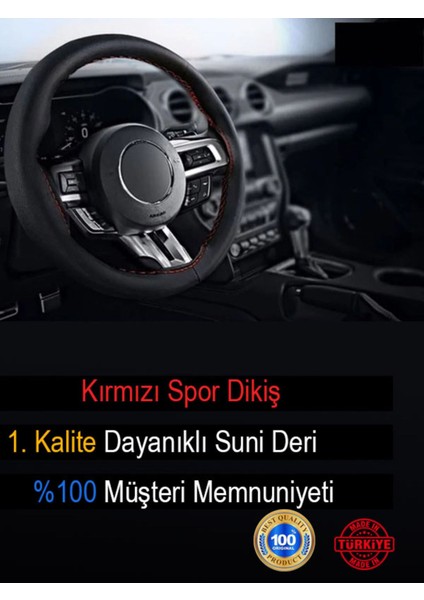Opel Mokka Özel Süper Deri Direksiyon Kılıfı, Dikmeli Kırmızı Spor Dikişli modelleri