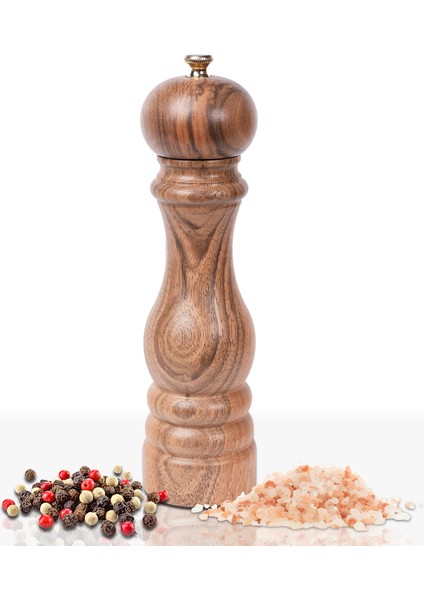 Glıos Ceviz Ahşap Tuz ve Karabiber El Değirmeni Öğütücü Grinder 22 cm