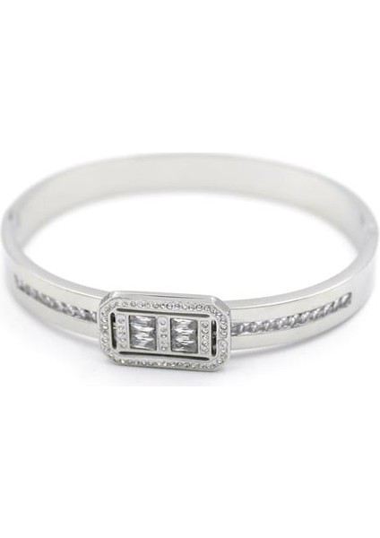 Baget Taşlı Bilezik - Gümüş