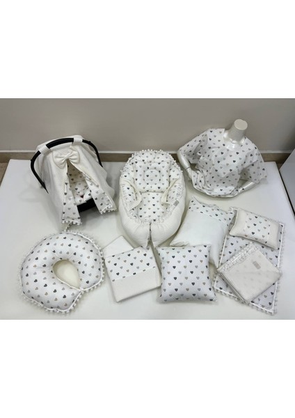 Krem Çok Amaçlı Babynest , Puset Örtüsü ve Minderi , Alt Açma ve Battaniye, Nevresim Takımı 15'li Set