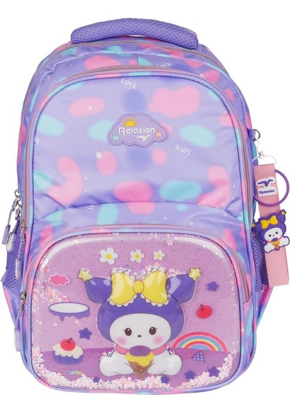 Kız Çocuk Kabartmalı Kuromi Figürlü ve Pullu 3'lü Takım Sırt Çantası Termoslu Beslenme ve Kalmlk fiyatları