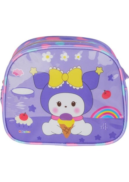 Kız Çocuk Kabartmalı Kuromi Figürlü ve Pullu 3'lü Takım Sırt Çantası Termoslu Beslenme ve Kalmlk modelleri