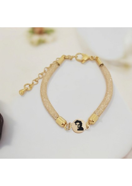 14 Ayar Altın Plakalı Al Pacino Temalı Yuvarlak Motifli Hasır Kordonlu Hediye BILEKLIK-404SEMBOL