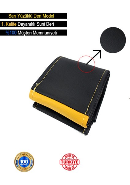 Fiat Palio Özel Süper Deri Direksiyon Kılıfı, Sarı Yüzüklü Spor Dikiş