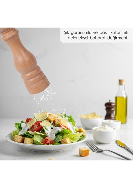 Glıos Natural Ahşap Tuz ve Karabiber El Değirmeni Öğütücü Grinder 22 cm fiyatları
